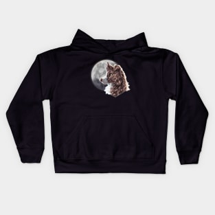 Lilac Brown Merle Border Collie with Night Sky Full Moon Kids Hoodie